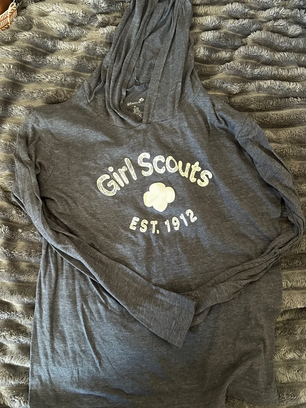 Grey Hooded Long Sleeve Tee Girl Scouts official